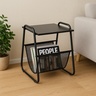 CHOMIK Pomoćni stočić sa držačem za novine 40 x 40 x 55 cm, crni LOF1197