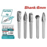TOTAL 5-delni set karbidnih nastavaka za čeonu brusilicu,6mm TAKC0651