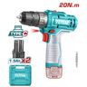 TOTAL Li-ion bežična bušilica,12V,20NM,prihvat,10 mm,USB-C,2 baterije,kofer TDLI12202E