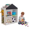 KINDER HOME Dečija polica za igračke i knjige, Kućica sa policama i tablom za crtanje, Montesori, Bela