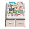 KINDER HOME Dečiji drveni organizator 2 u 1, polica za knjige i kutije za odlaganje igračaka