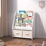 KINDER HOME Dečiji drveni organizator 2 u 1, polica za knjige i kutije za odlaganje igračaka