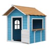 KINDER HOME Dečija drvena kućica za igru – Za igranje uloga, dvorište i baštu, plava, 118×138×132,5 WKP-1113
