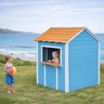 KINDER HOME Dečija drvena kućica za igru – Za igranje uloga, dvorište i baštu, plava, 118×138×132,5 WKP-1113