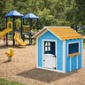 KINDER HOME Dečija drvena kućica za igru – Za igranje uloga, dvorište i baštu, plava, 118×138×132,5 WKP-1113