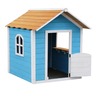 KINDER HOME Dečija drvena kućica za igru – Za igranje uloga, dvorište i baštu, plava, 118×138×132,5 WKP-1113