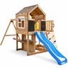 KINDER HOME Velika dečija drvena kućica za igru za dvorište sa toboganom, 2 ljuljaške, penjalicom i peskarnikom – 250×150×267 cm SH3
