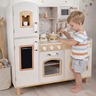 KINDER HOME Dečija drvena kuhinja – vintage stil sa elektronskim pločama za kuvanje, svetlima, zvucima i funkcionalnim dodacima V10C790F