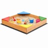 KINDER HOME Dečiji drveni peskarnik sa 4 sedišta – 90x90 cm, za dvorište i baštu WSB-900