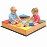 KINDER HOME Dečiji drveni peskarnik sa 4 sedišta – 90x90 cm, za dvorište i baštu WSB-900