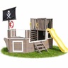 KINDER HOME Dečija drvena penjalica Piratski brod sa toboganom i peskarnikom – Za dvorište i baštu, 310×320×180 cm C601