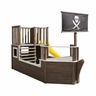 KINDER HOME Dečija drvena penjalica Piratski brod sa toboganom i peskarnikom – Za dvorište i baštu, 310×320×180 cm C601