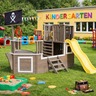 KINDER HOME Dečija drvena penjalica Piratski brod sa toboganom i peskarnikom – Za dvorište i baštu, 310×320×180 cm C601