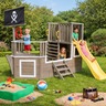 KINDER HOME Dečija drvena penjalica Piratski brod sa toboganom i peskarnikom – Za dvorište i baštu, 310×320×180 cm C601