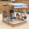 KINDER HOME Dečiji drveni peskarnik za igru sa podesivim krovom i dodacima – Playpen Mill 2445