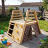 KINDER HOME Dečiji drveni tobogan sa penjalicom za dvorište, 285×152×123 cm SF9