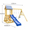 KINDER HOME Dečiji drveni set za igru na otvorenom 4 u 1 – tobogan 1,8 m, 2 ljuljaške, penjalica i mreža od konopaca, 308×318×244 cm SG3A