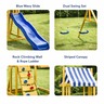 KINDER HOME Dečiji drveni set za igru na otvorenom 4 u 1 – tobogan 1,8 m, 2 ljuljaške, penjalica i mreža od konopaca, 308×318×244 cm SG3A