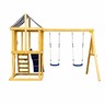 KINDER HOME Dečiji drveni set za igru na otvorenom 4 u 1 – tobogan 1,8 m, 2 ljuljaške, penjalica i mreža od konopaca, 308×318×244 cm SG3A