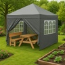 MULTIGARDEN Baštenski šator/paviljon 3×3 m, automatski rasklopiv, sa 4 bočne stranice crni – PAW-3X3-A-4W-GY