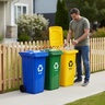 ModernHome Set 3 kante za đubre - 120 L (3 boje), gumirani točkovi – papir, staklo, plastika MO-120G-8-9-13