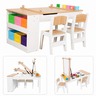 KINDER HOME 3 u 1 dečiji drveni sto sa 2 stolice, tablom za crtanje, organizatorom i rolnom papira W08G516