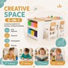 KINDER HOME 3 u 1 dečiji drveni sto sa 2 stolice, tablom za crtanje, organizatorom i rolnom papira W08G516