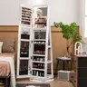 Okretno ogledalo sa ormarićem za nakit i pribor Bela