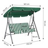 MULTIGARDEN Baštenska ljuljaška za 3 osobe sa tendom – Green/White YIT-4006-9-5